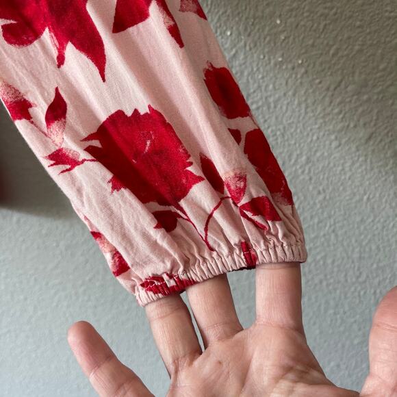 Matilda Jane Miri Floral Jeweled Tunic Mandarin Collar Ruffle Blouse Medium - Picture 3 of 11